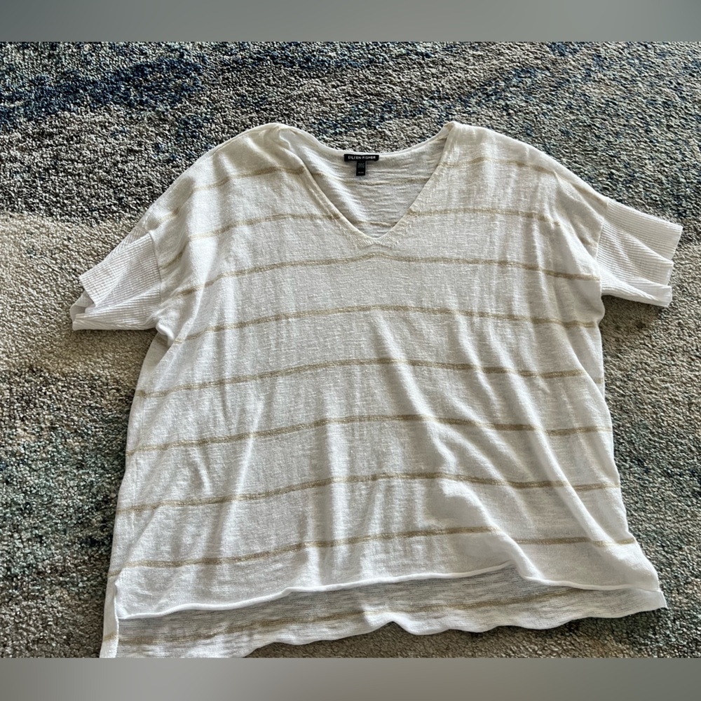 Eileen Fisher organic Linen Cotton oversized stripped top M /L